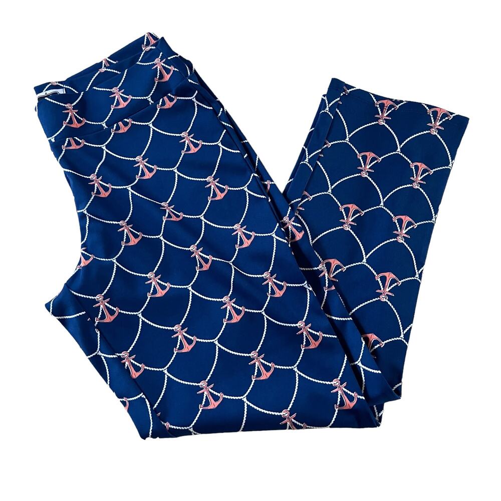 Mud Pie Cropped Pants Leggings Stretchy Navy Nautical Coastal Size‎ Small